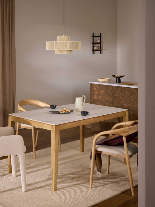 Jacwaren Dining Table with Marble-Look Tabletop, in Various Sizes