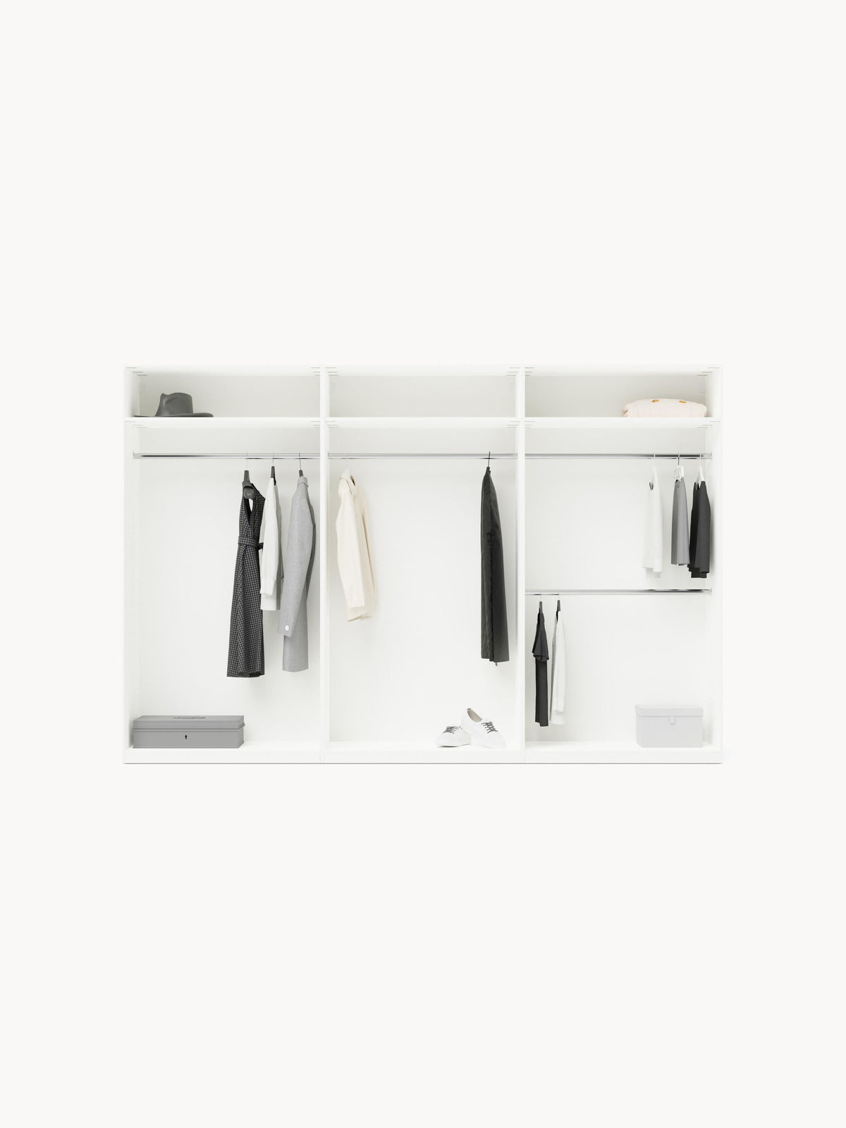 Leonvarre Modular Hinged-Door Wardrobe, 300 cm Wide, in Various Sizes