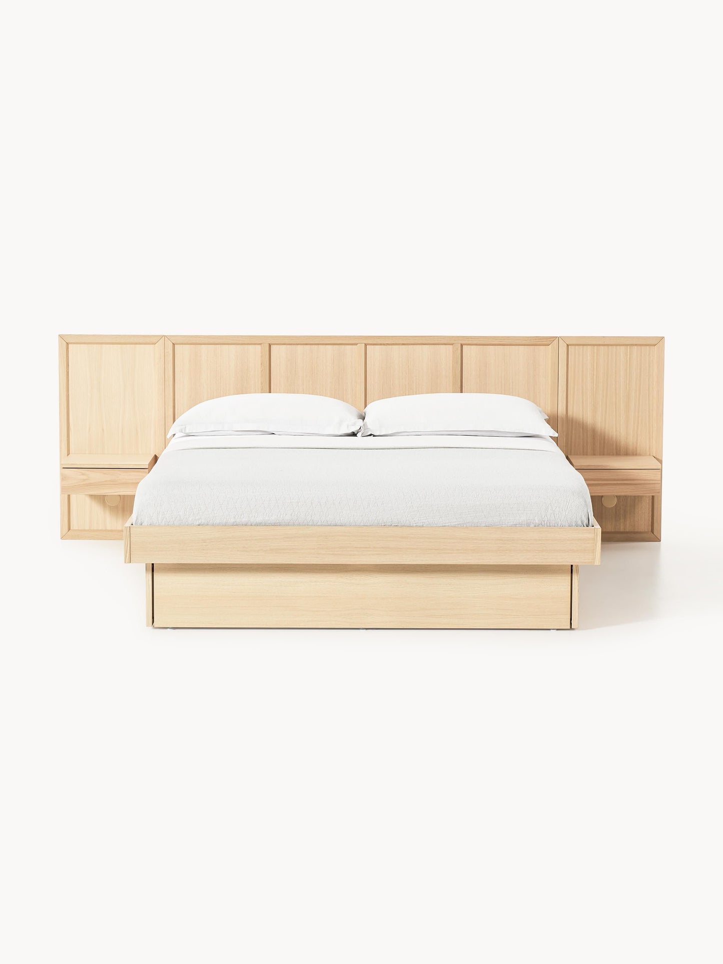 Nantlaira Wooden Bed with Headboard and Bedside Tables