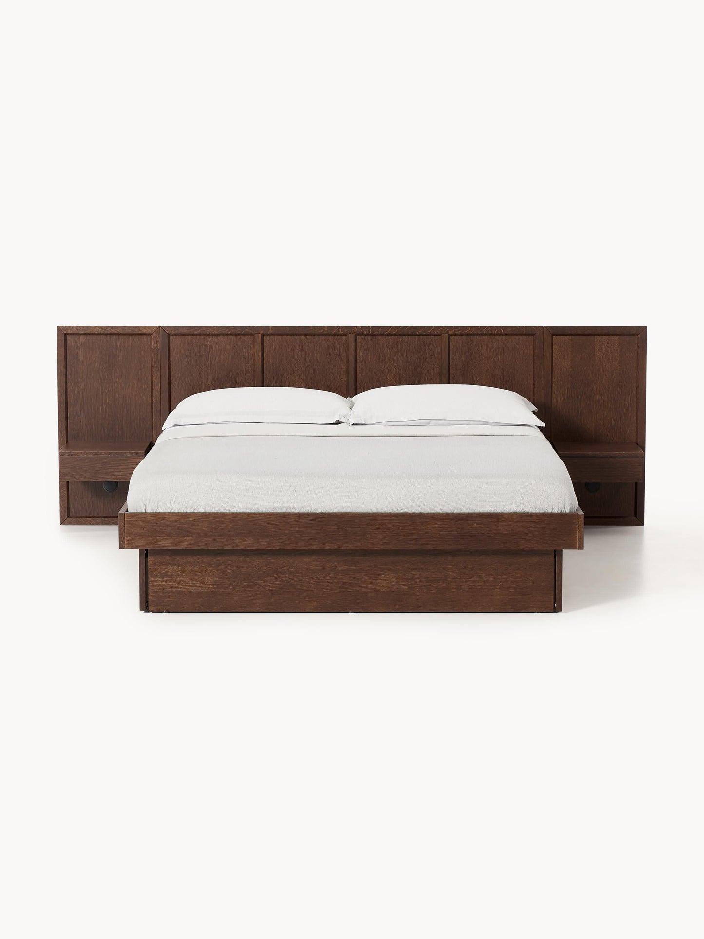 Nantlaira Wooden Bed with Headboard and Bedside Tables