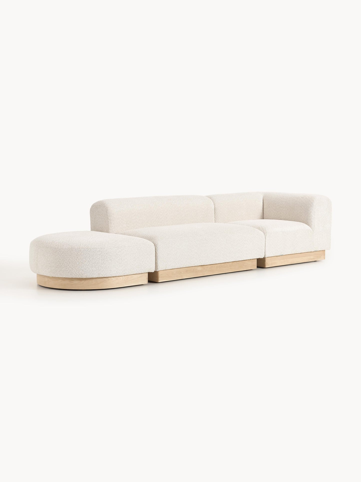 Natwyla Modular Teddy Bouclé Ottoman with Stool (Left/Right)
