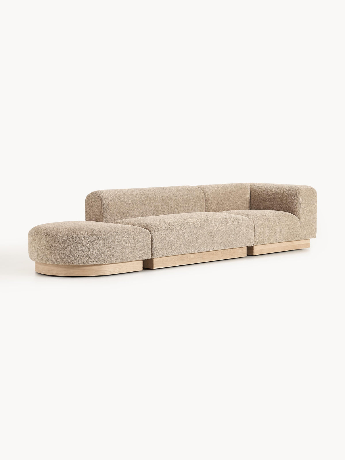 Natwyla Modular Teddy Bouclé Ottoman with Stool (Left/Right)