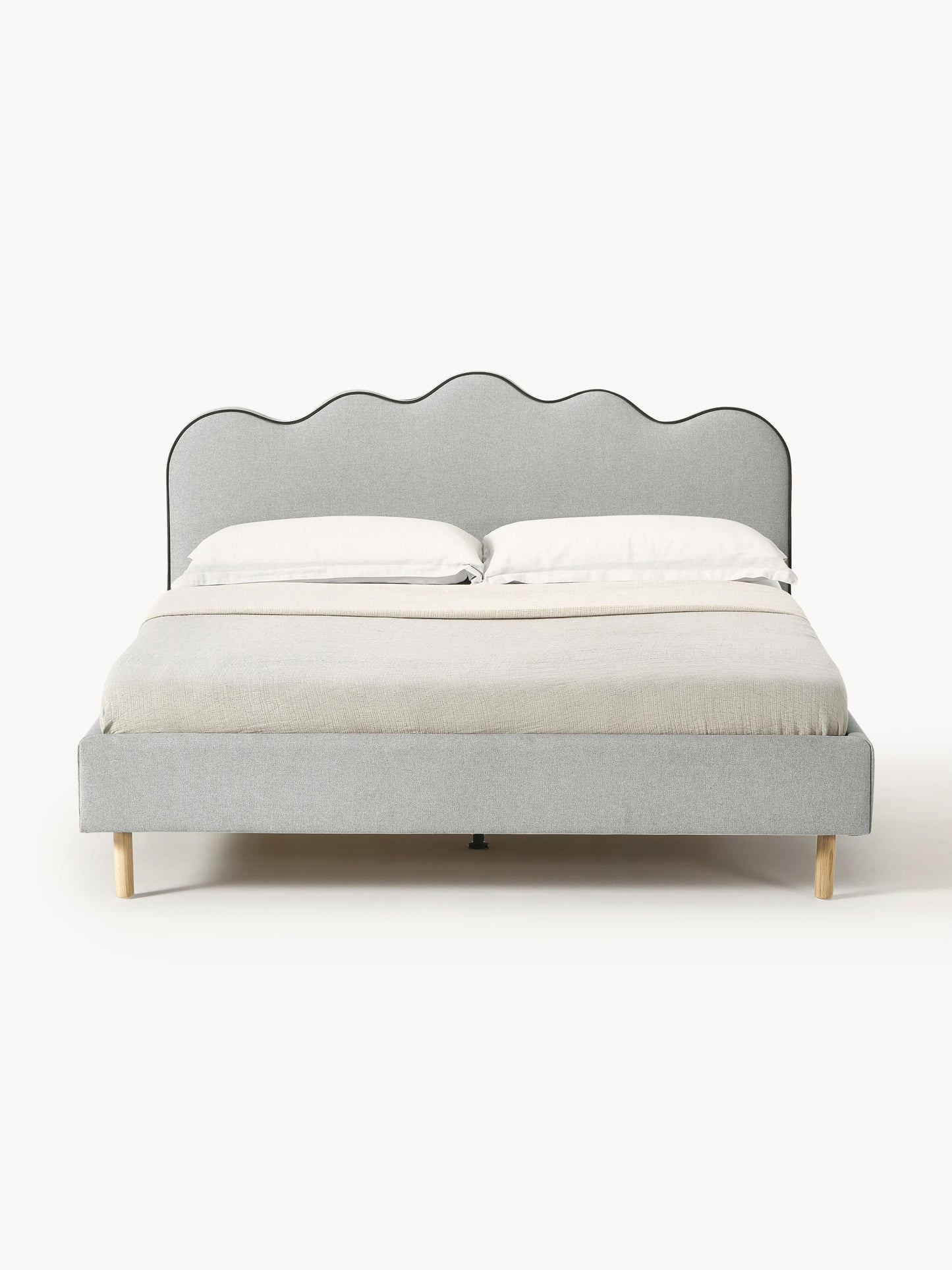 Romvaila Upholstered Bed with Wavy Headboard