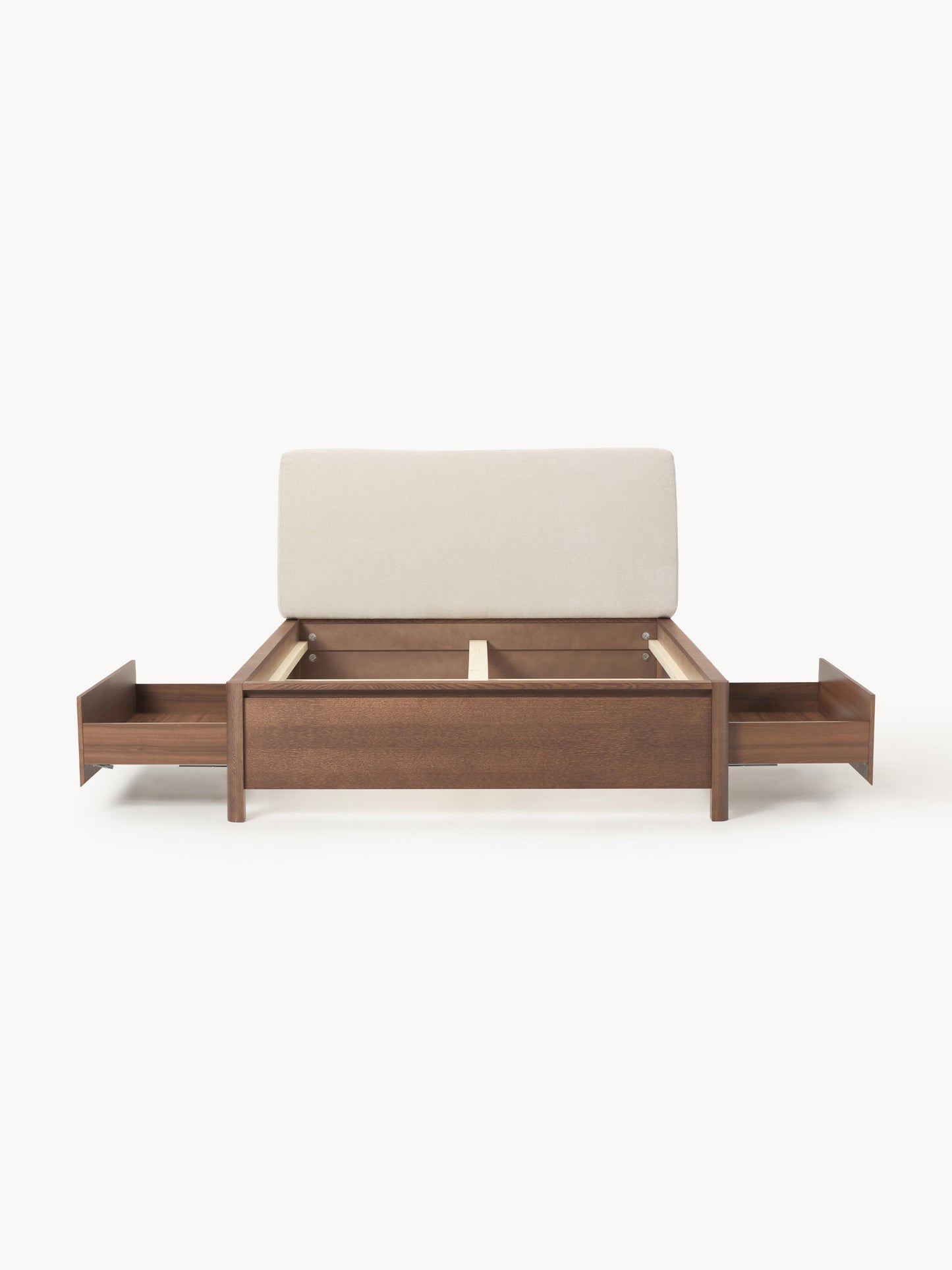 Santlorne Wooden Bed with Drawers and Upholstered Headboard
