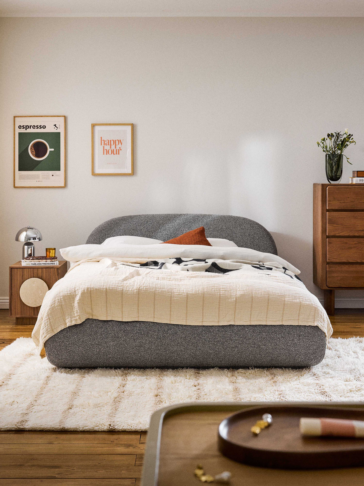 Albravon Upholstered Bed in Bouclé