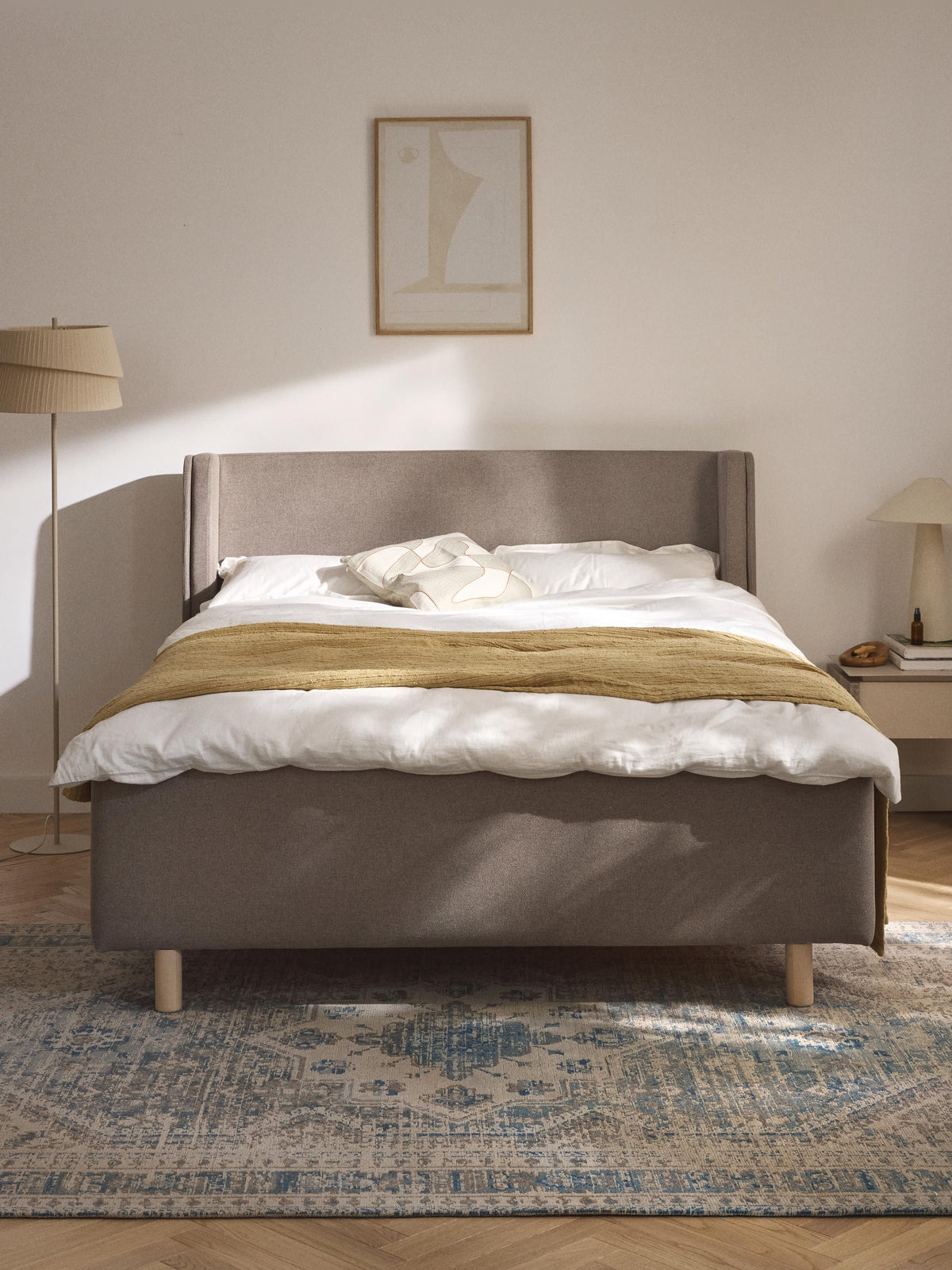 Archlowen Bed with Drawers, Upholstered