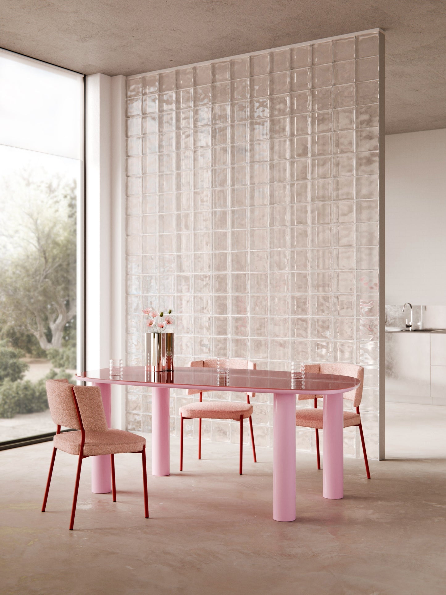 Benlairn Organic Dining Table with Glass Top, 200 x 110 cm