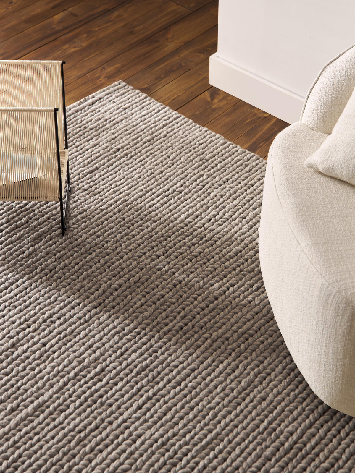 Brunwyth Wool Rug with Braided Texture, Handmade