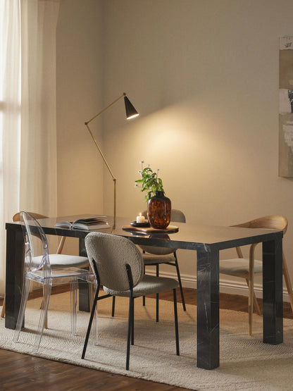 Carlmaith Dining Table, Marble Look, 180 x 90 cm