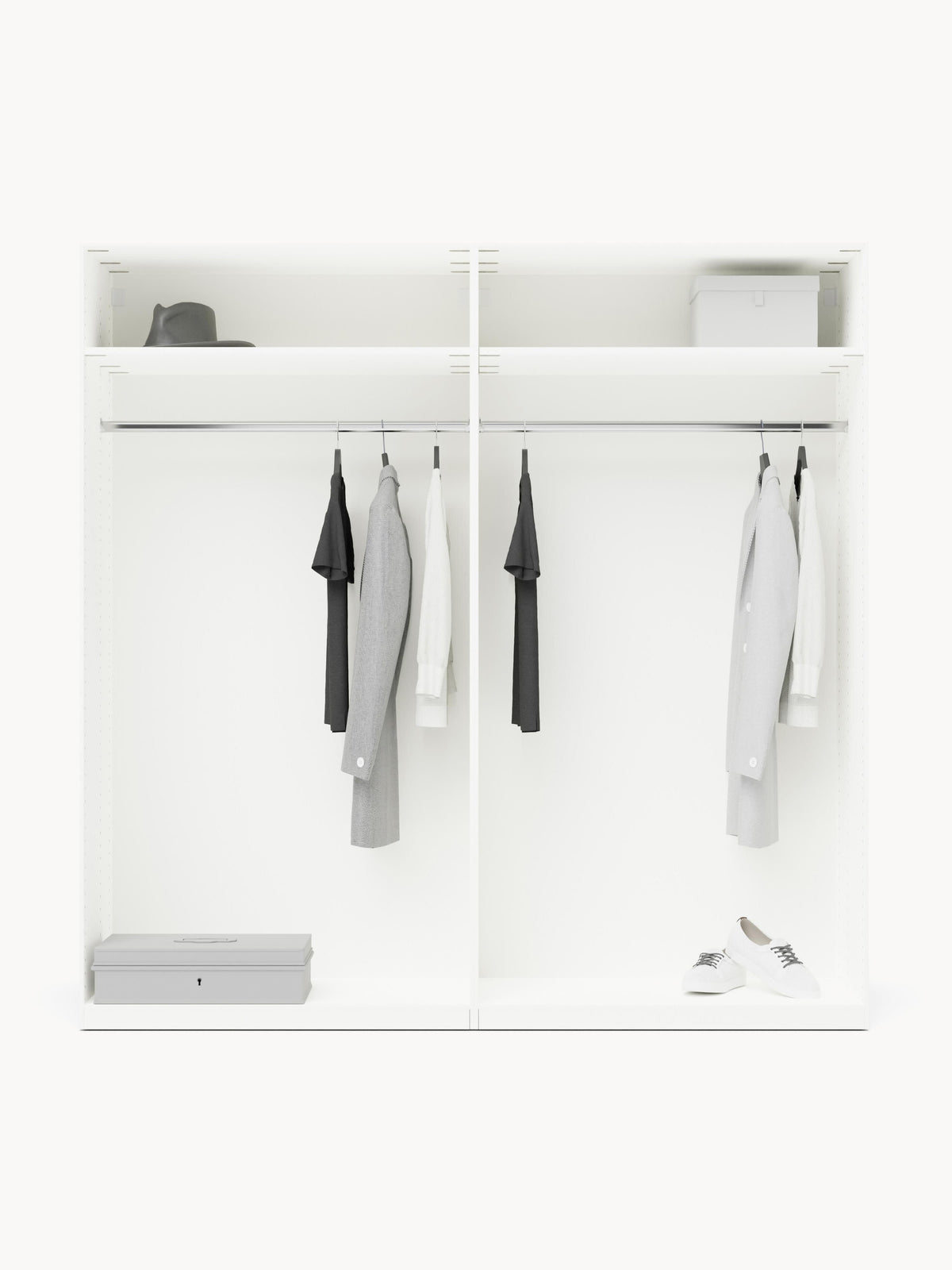 Charlmaven Modular Hinged-Door Wardrobe, 200 cm Wide, in Various Sizes