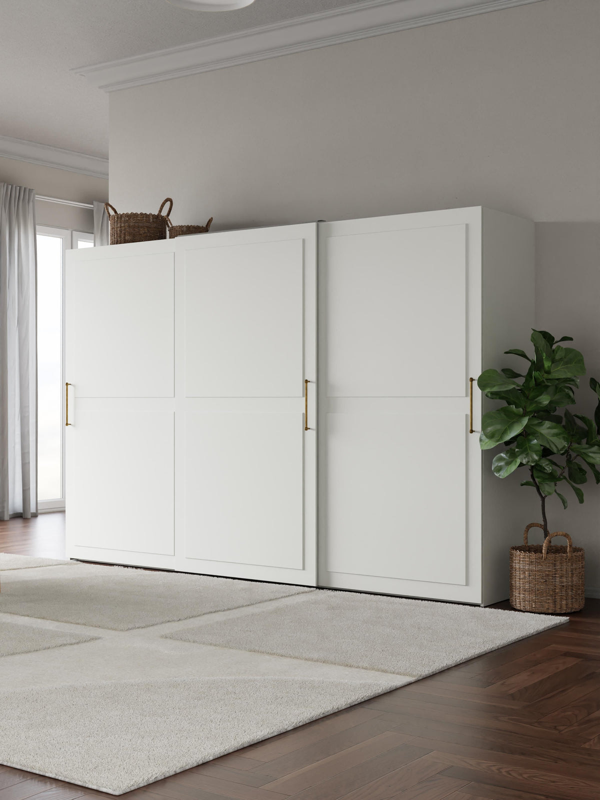 Charlmaven Modular Sliding-Door Wardrobe, 300 cm Wide, in Various Sizes