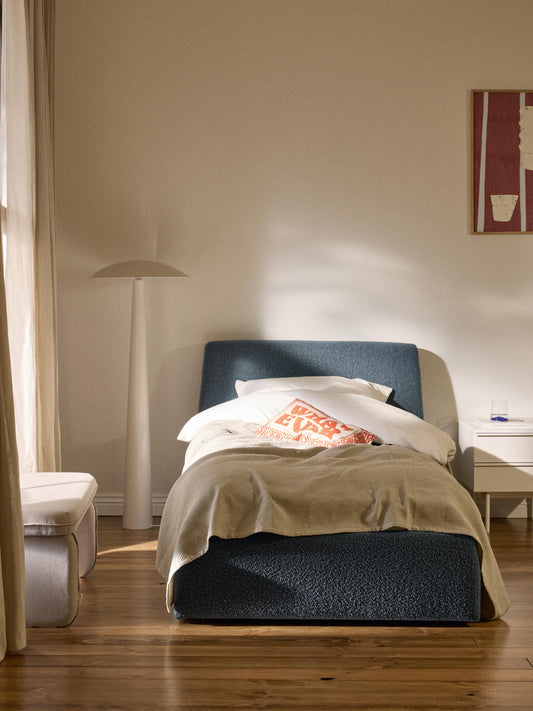Clonwyth Single Bed in Bouclé with Storage