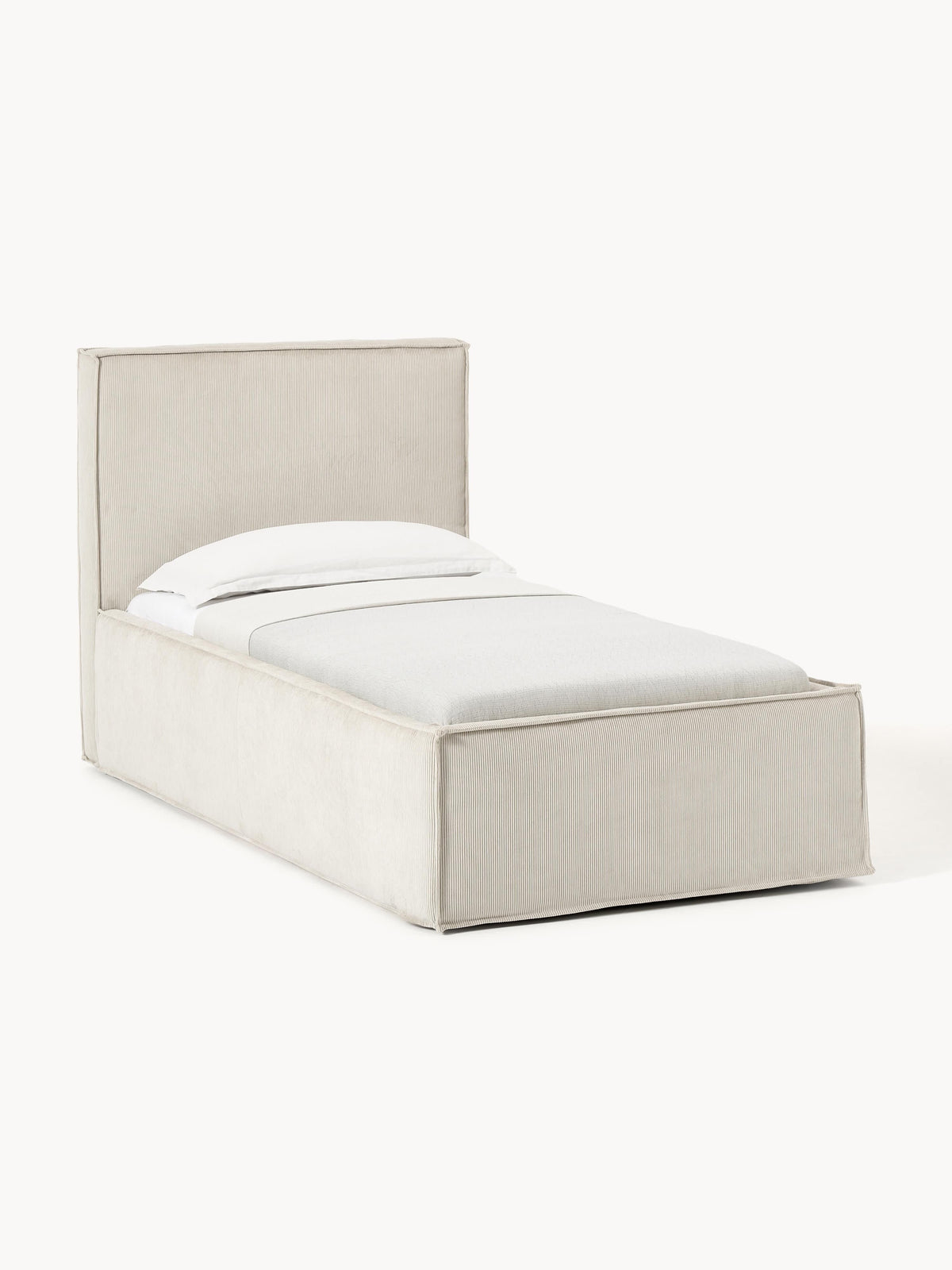 Drenmair Corduroy Single Bed with Storage