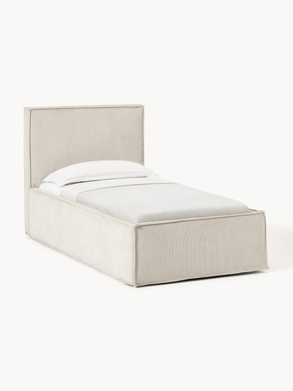 Drenmair Corduroy Single Bed with Storage