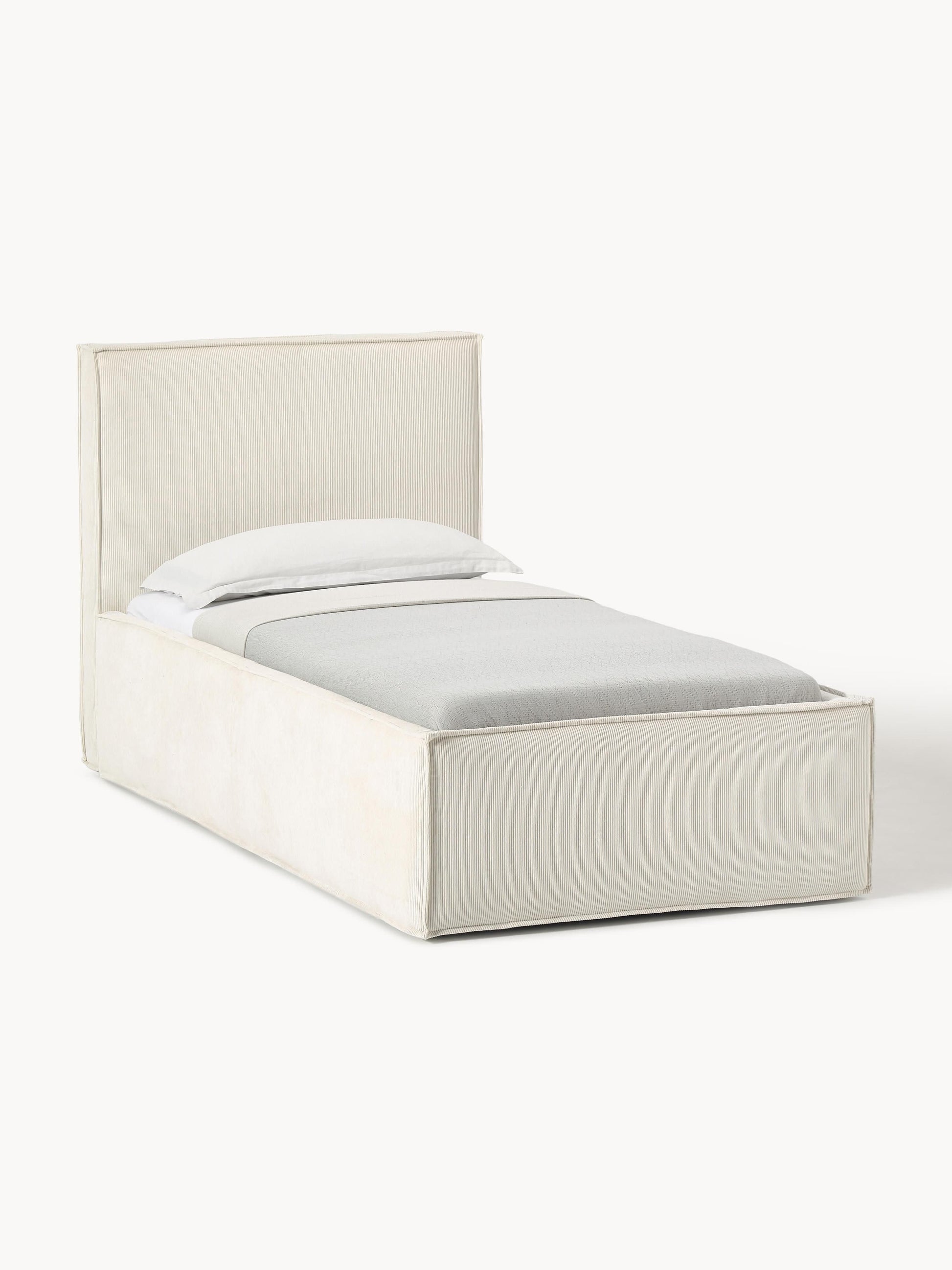 Drenmair Corduroy Single Bed with Storage