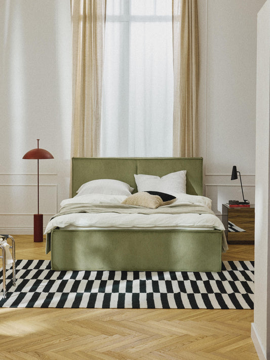 Drenmair Upholstered Corduroy Bed with Storage