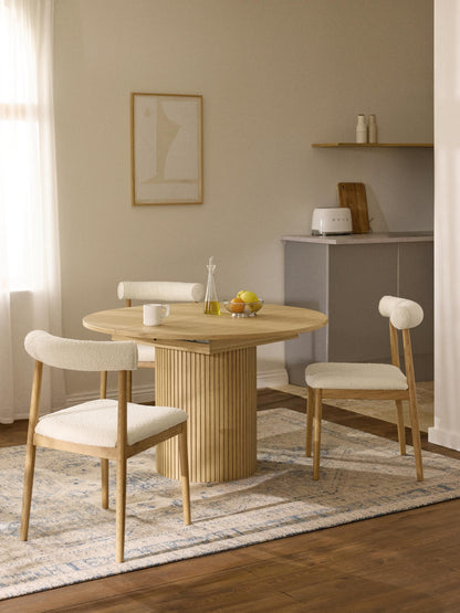 Filworan Dining Table with Grooved Texture, Extendable, 120 - 160 x 75 cm