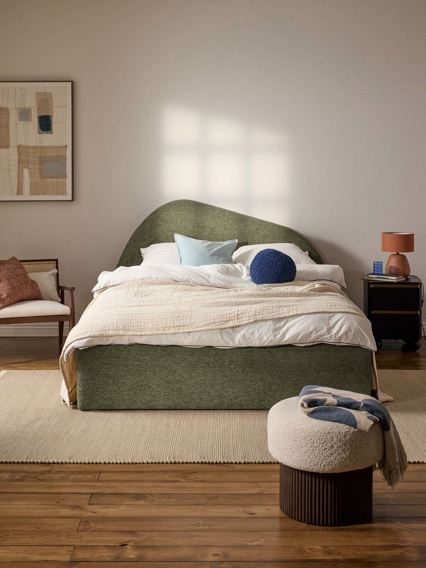 Garvitis Upholstered Bed in Bouclé