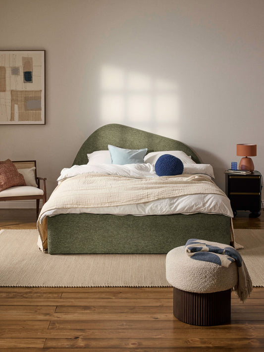 Garvitis Upholstered Bed in Bouclé