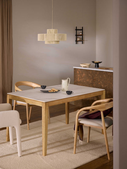 Jacwaren Dining Table with Marble-Look Tabletop, in Various Sizes