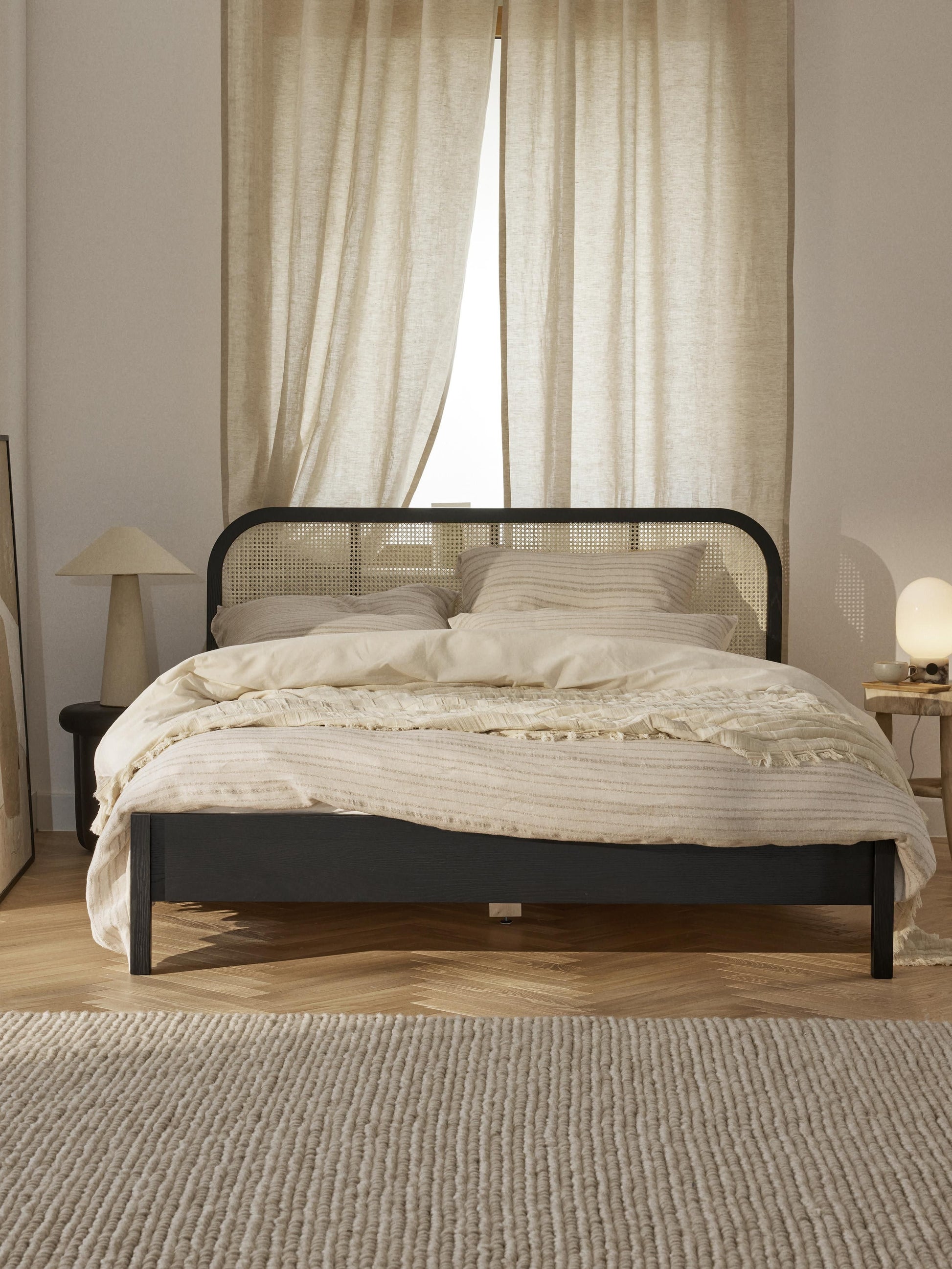 Jonwaire Wooden Bed with Vienna Cane Headboard