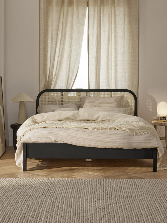 Jonwaire Wooden Bed with Vienna Cane Headboard