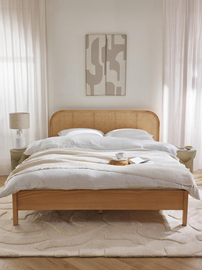 Jonwaire Wooden Bed with Vienna Cane Headboard