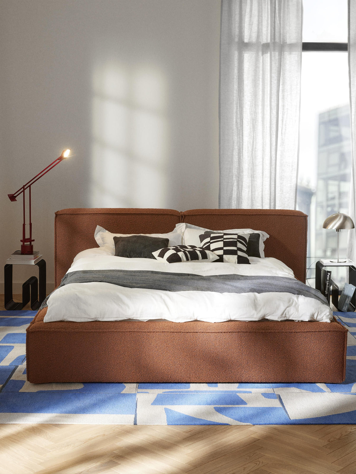Lenmoray Bouclé Upholstered Bed with Storage