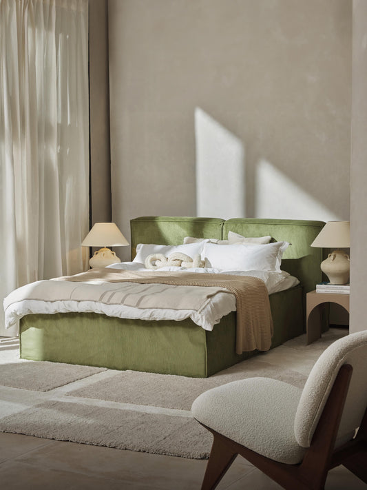 Lenmoray Box Spring Bed in Corduroy