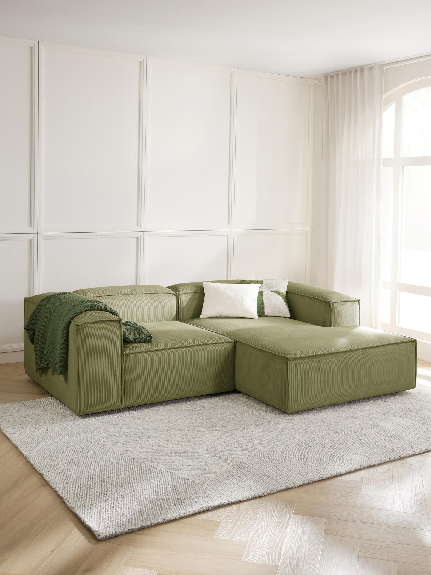 Lenmoray Modular Corduroy Corner Sofa (2-Seater)