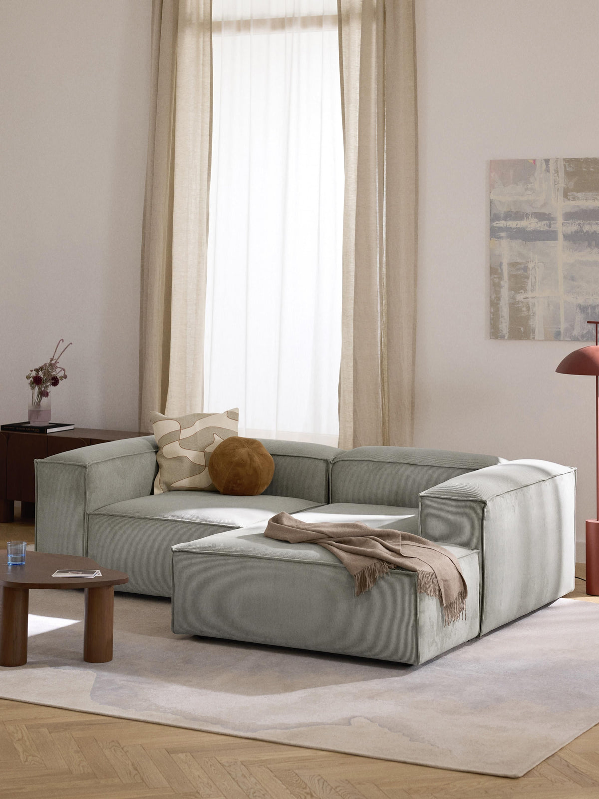 Lenmoray Modular Corduroy Corner Sofa (2-Seater)