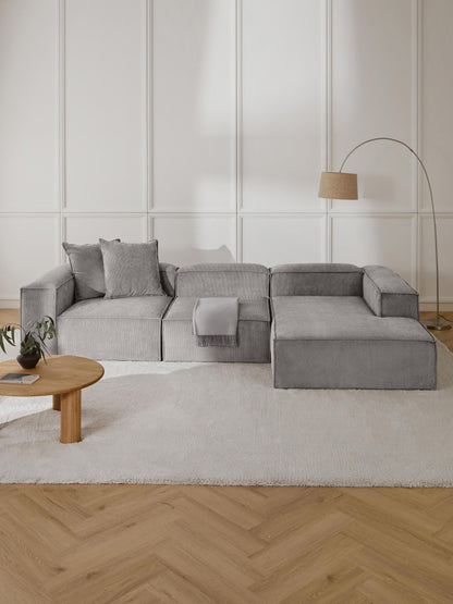 Lenmoray Modular Corduroy Corner Sofa, 4-Seater