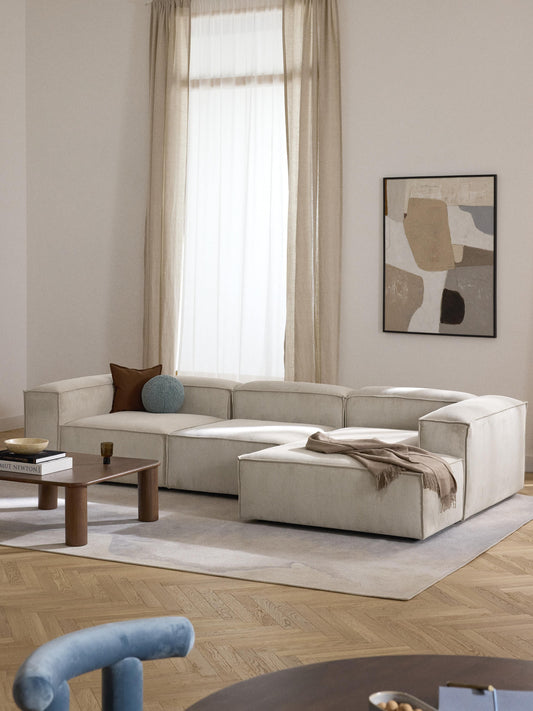 Lenmoray Modular Corduroy Corner Sofa, 4-Seater