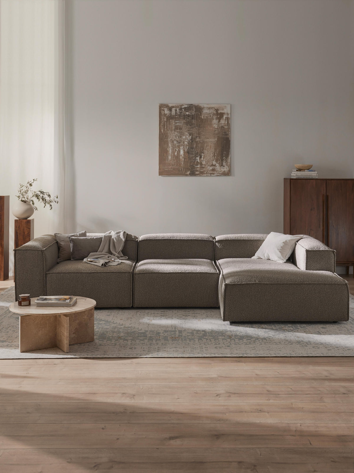 Lenmoray Modular Corner Sofa (4-Seater) in Bouclé