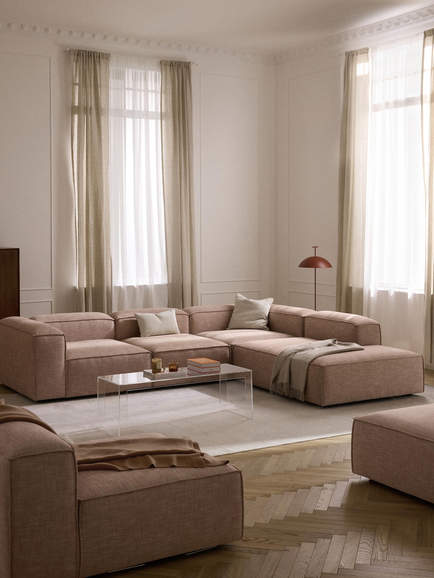 Lenmoray Modular XL Corner Sofa (4-Seater) in Linen Blend