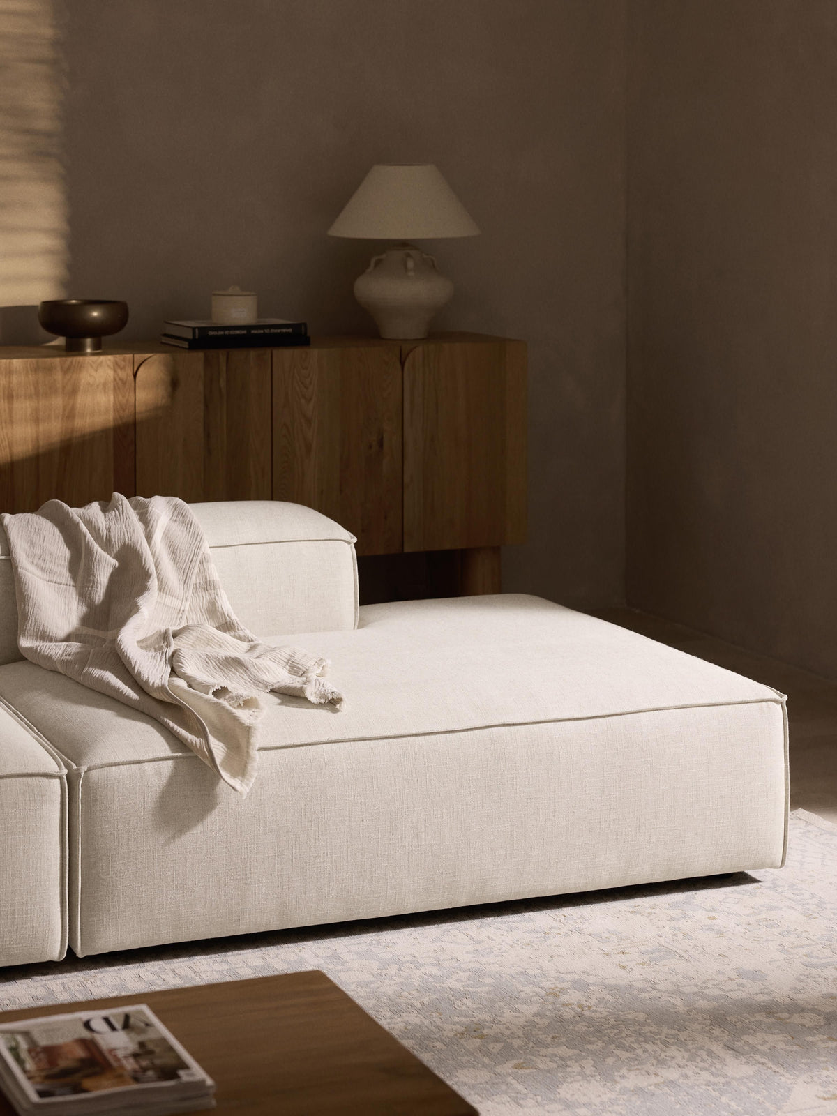 Lenmoray Ottoman Module in Linen Blend