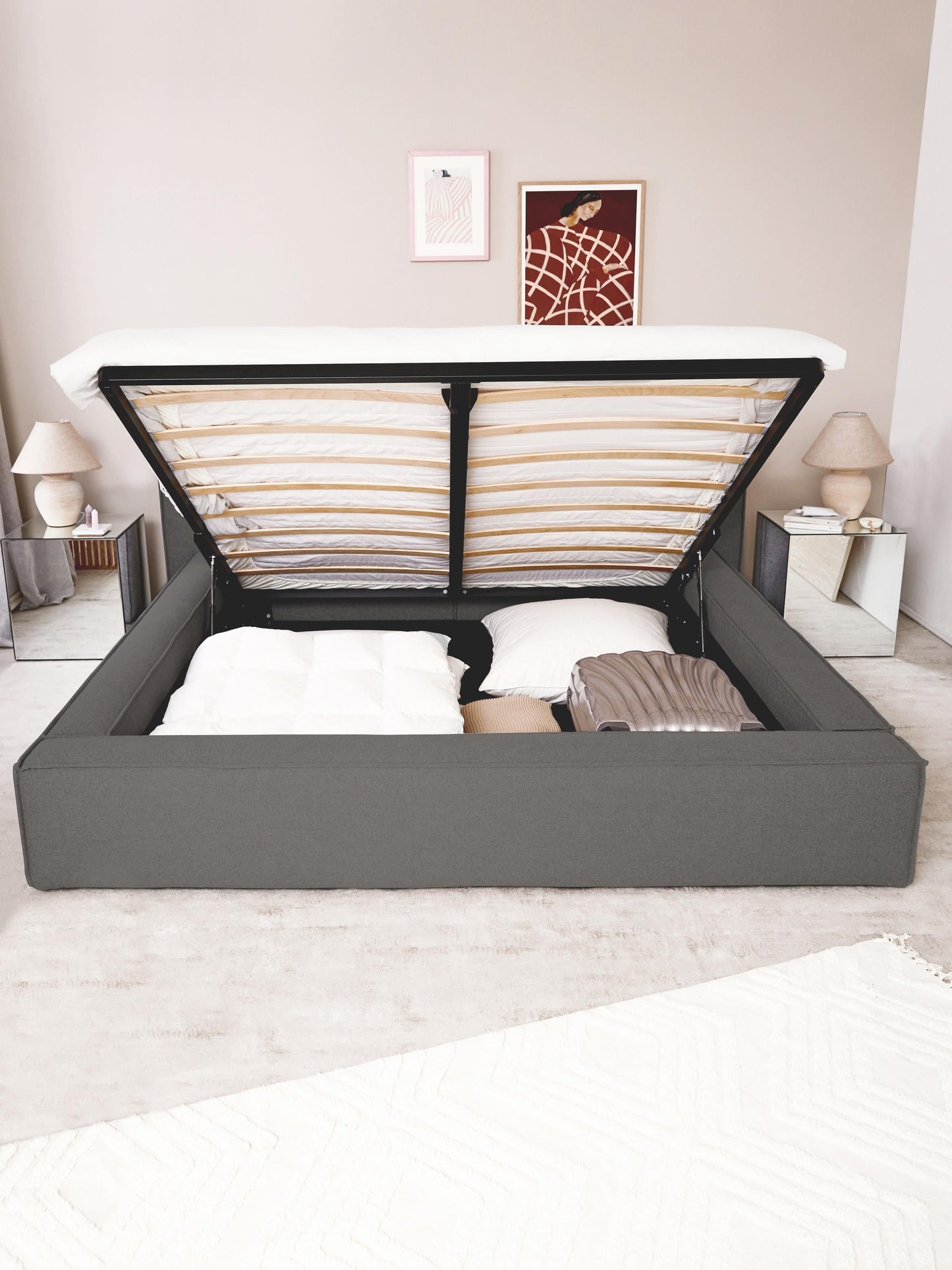 Lenmoray Storage Bed, Upholstered