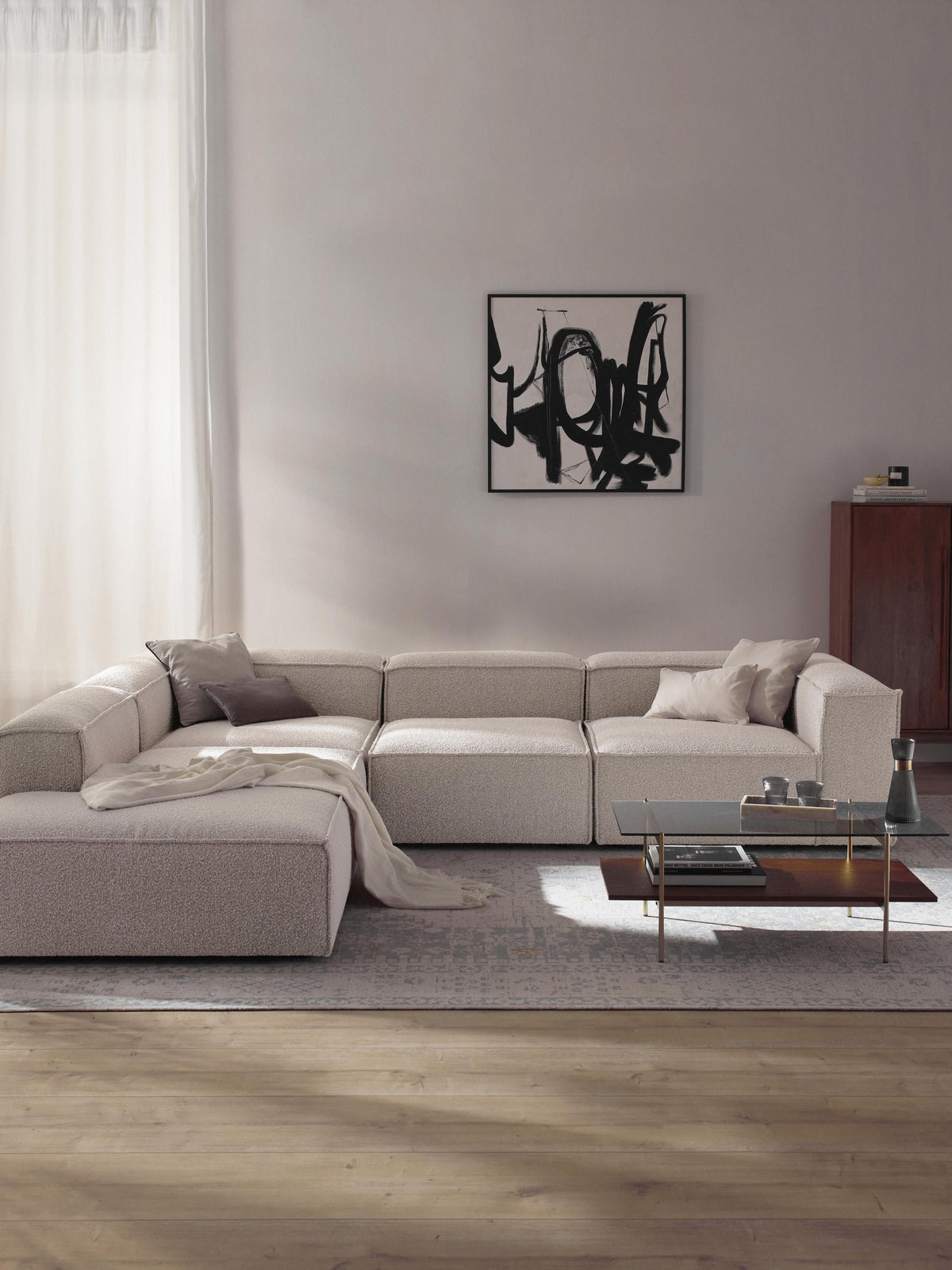 Lenmoray XL Modular Corner Sofa in Bouclé (4-Seater)