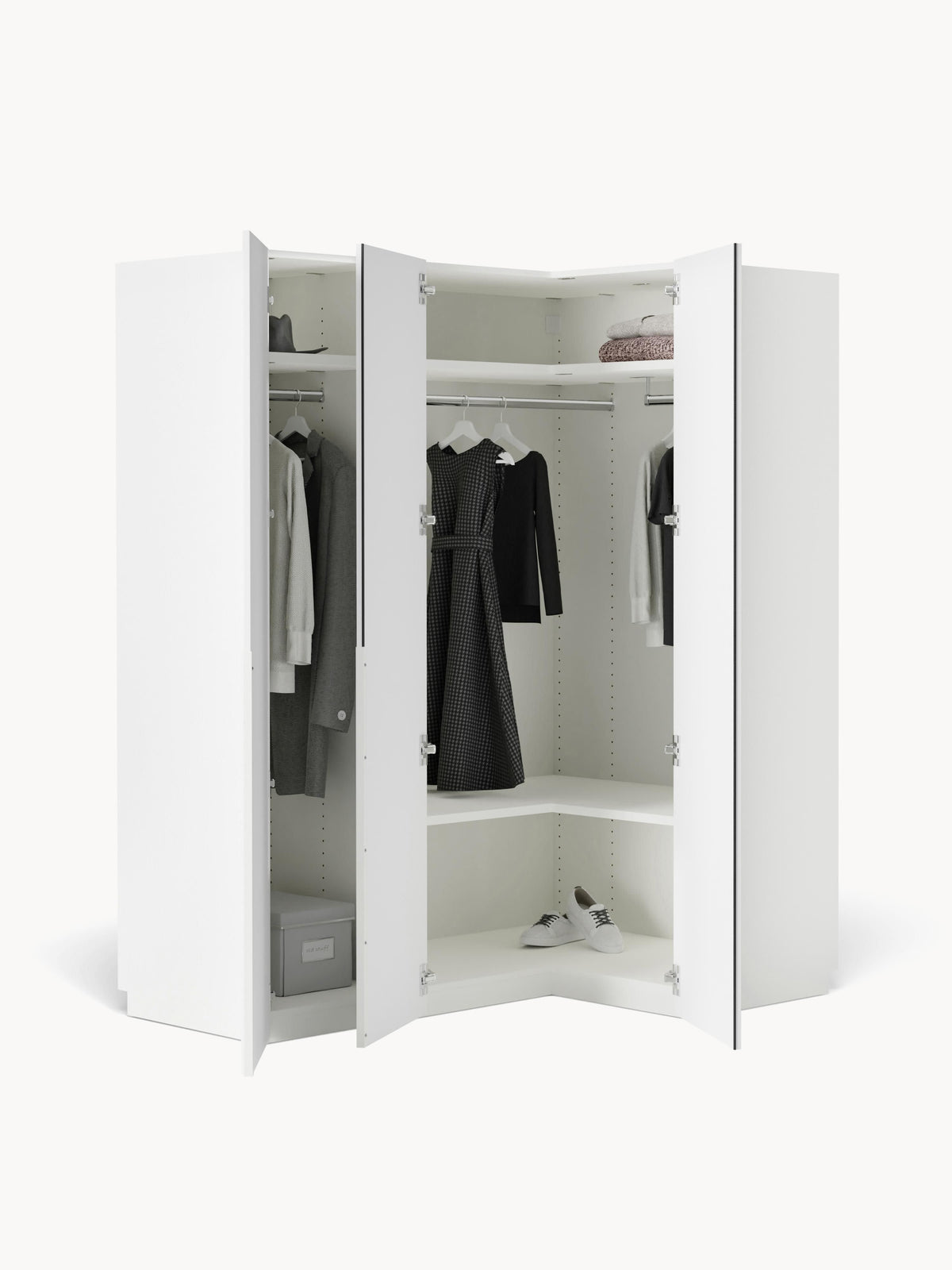 Leonvarre Modular Corner Wardrobe, 165 cm Wide, in Various Sizes