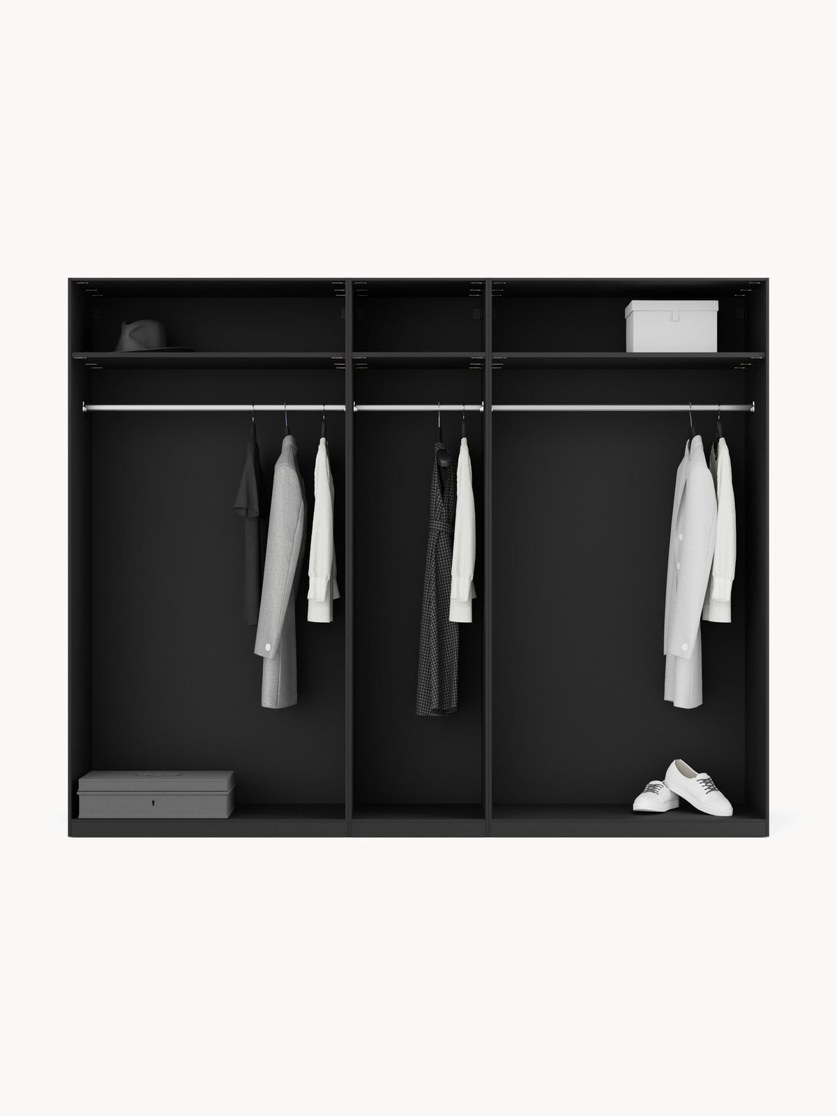 Leonvarre Modular Hinged-Door Wardrobe, 250 cm Wide, in Various Sizes