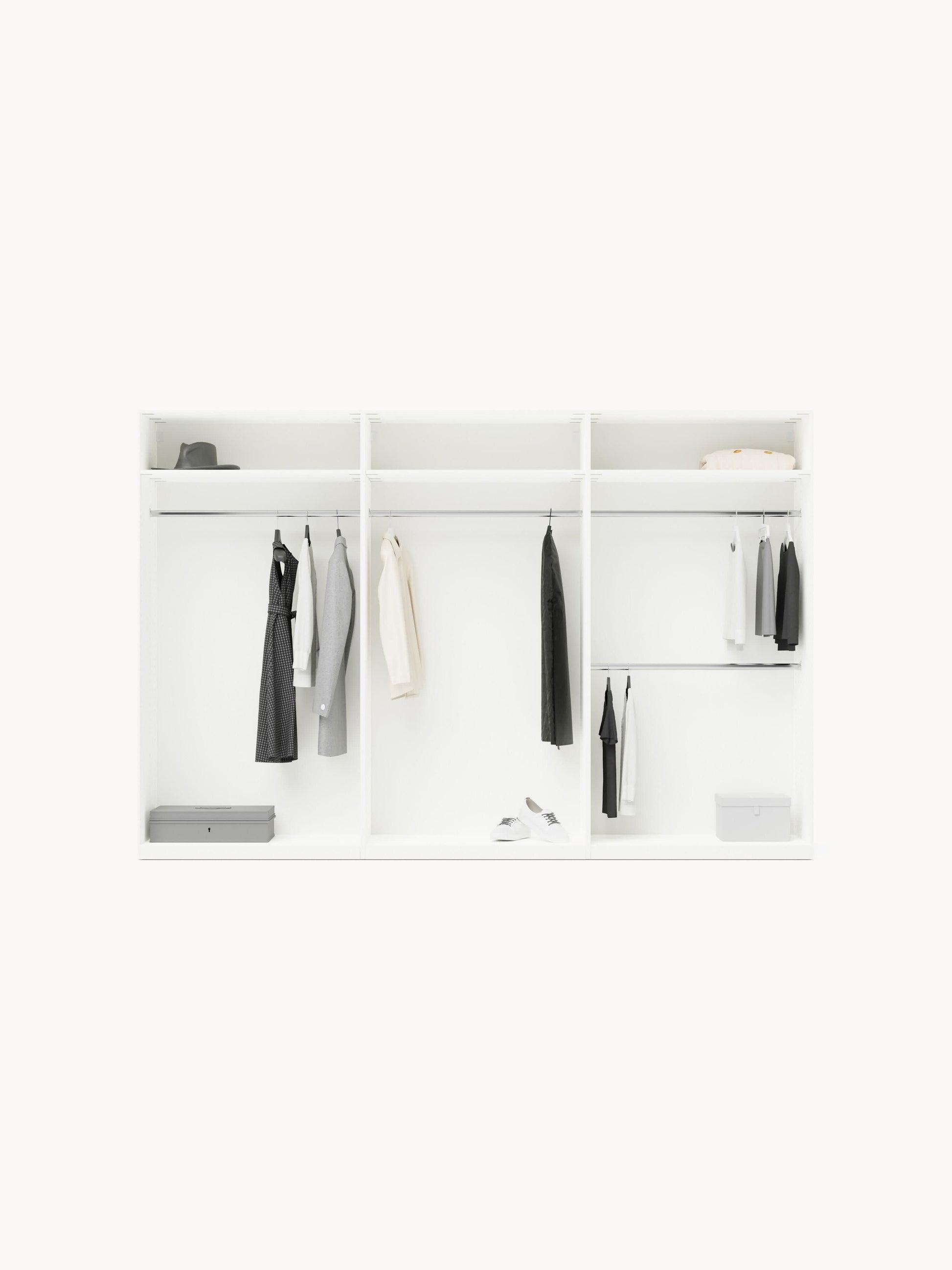 Leonvarre Modular Hinged-Door Wardrobe, 300 cm Wide, in Various Sizes