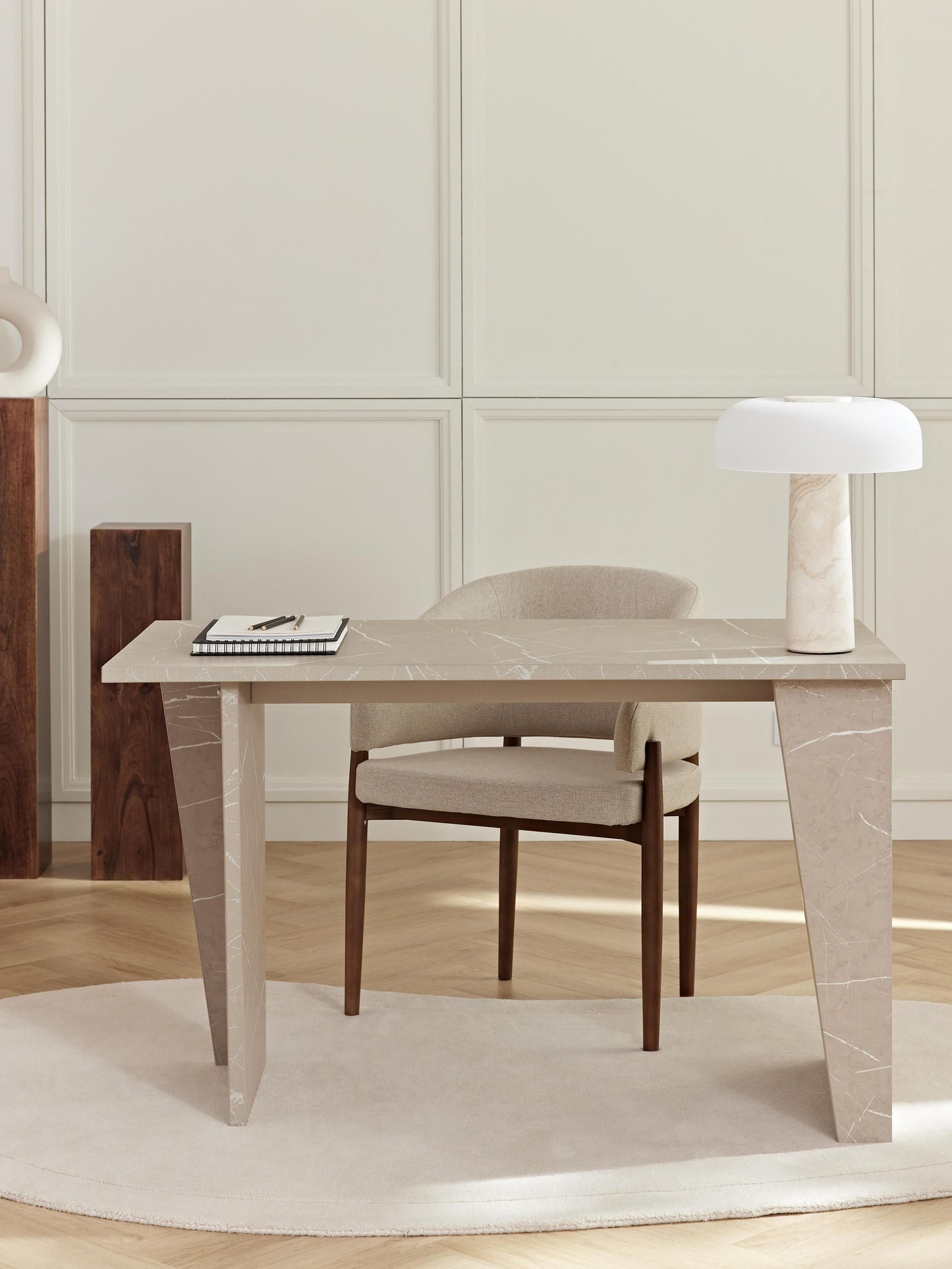 Liamvaird Desk, Travertine Look