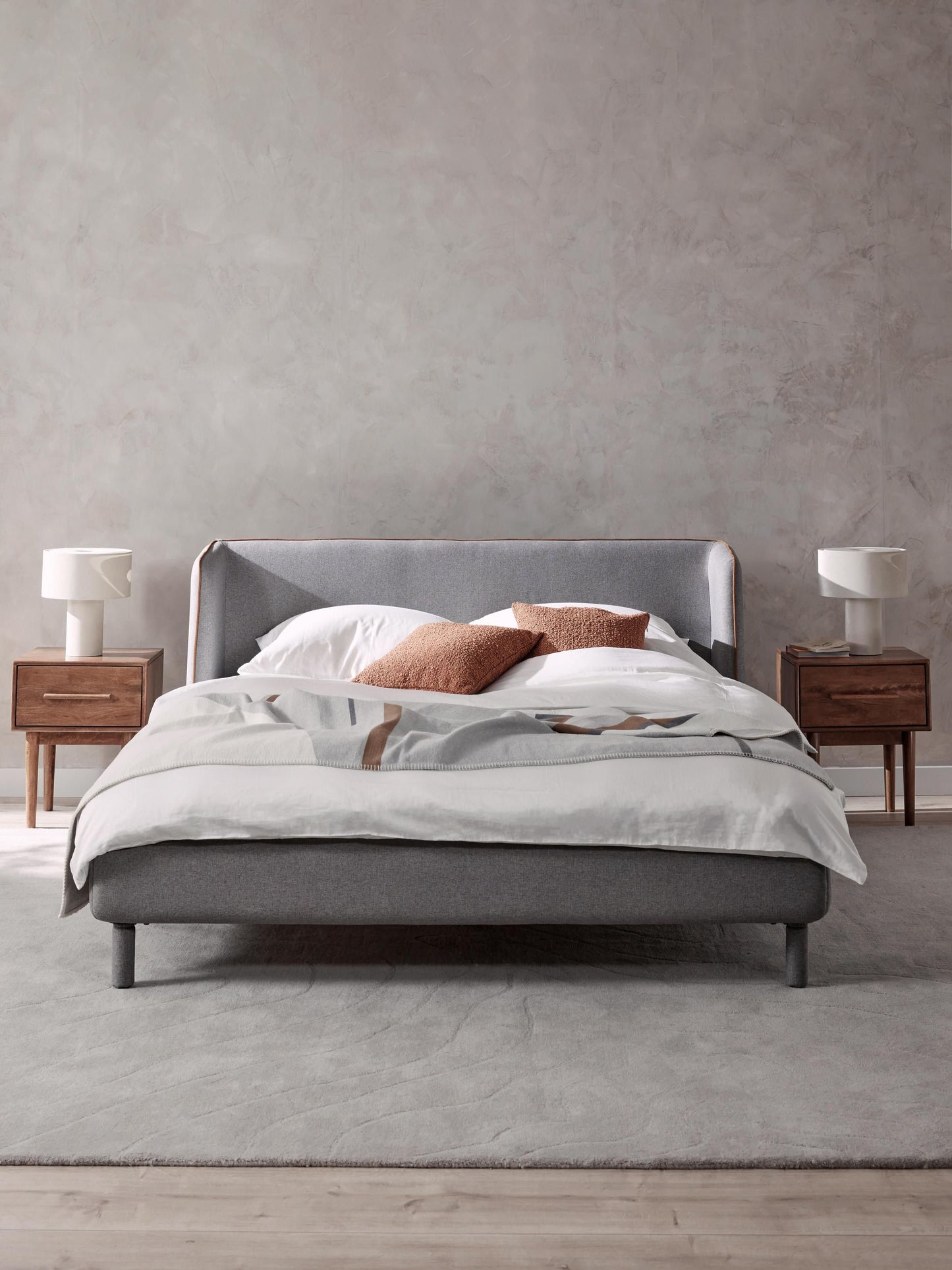 Lumarys Bed with Headboard, Upholstered
