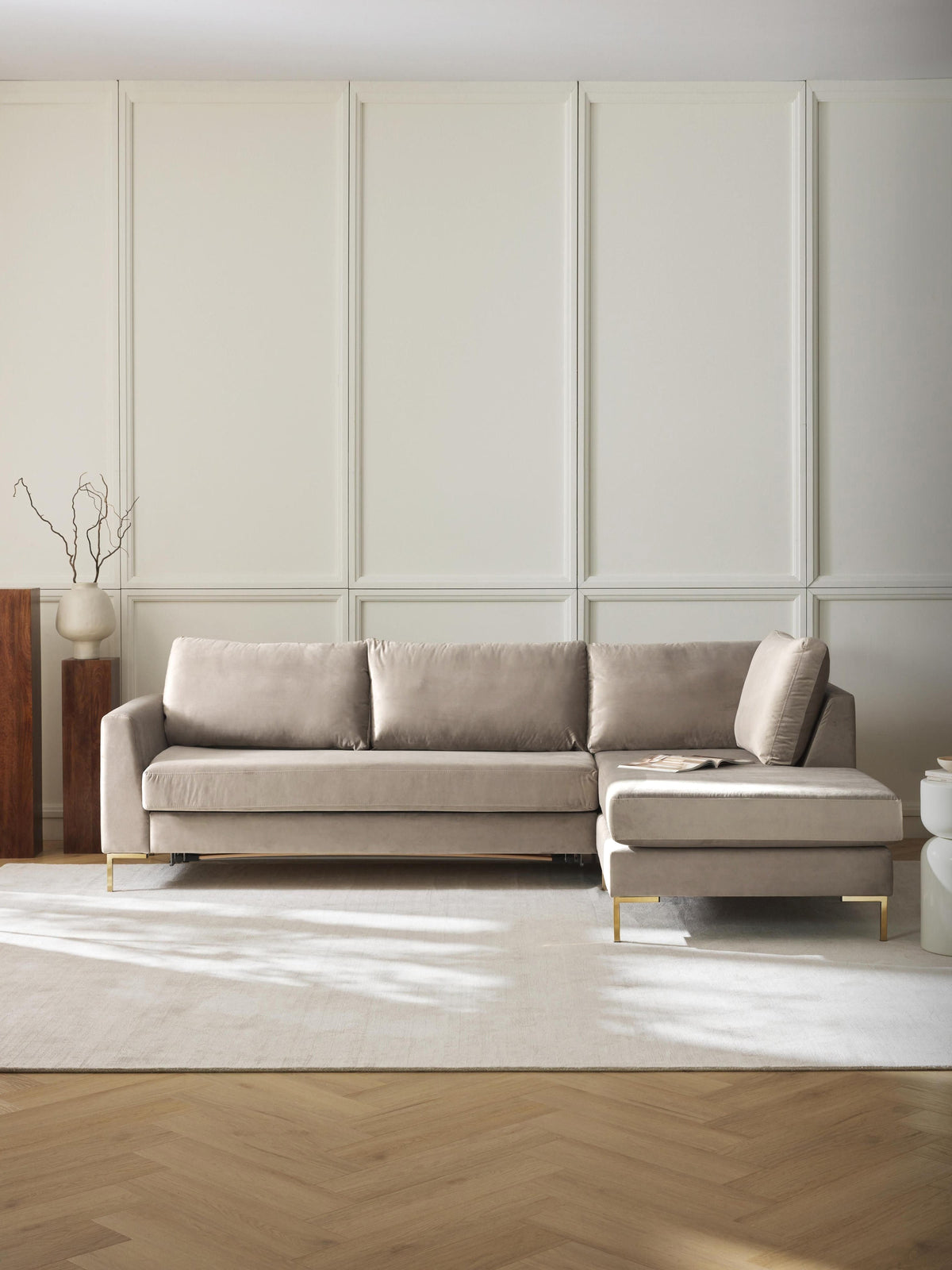 Lunmeryn 3-Seater Velvet Sofa Bed with Mattress