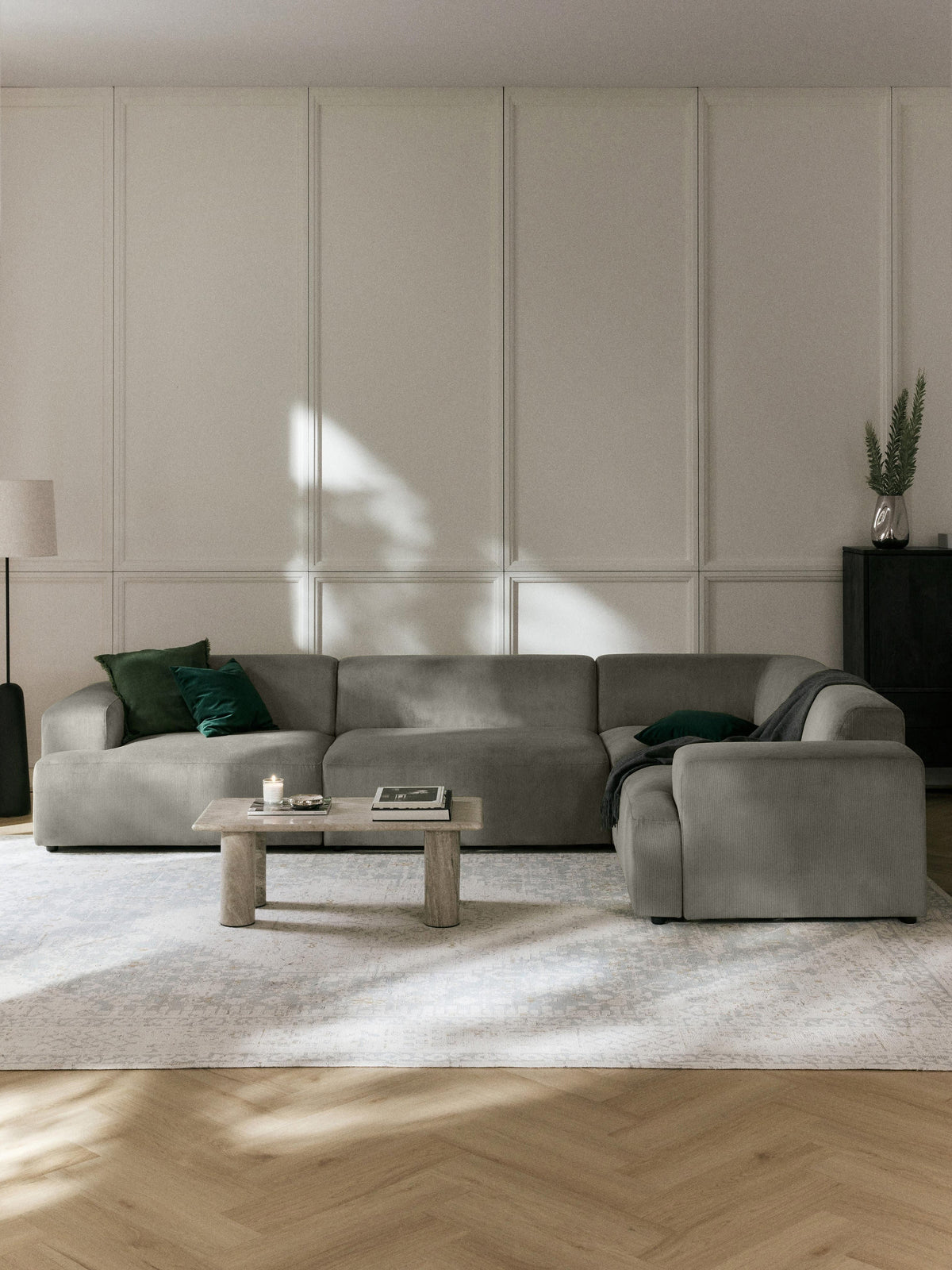 Melvorra Large Corner Sofa in Corduroy (4-Seater)