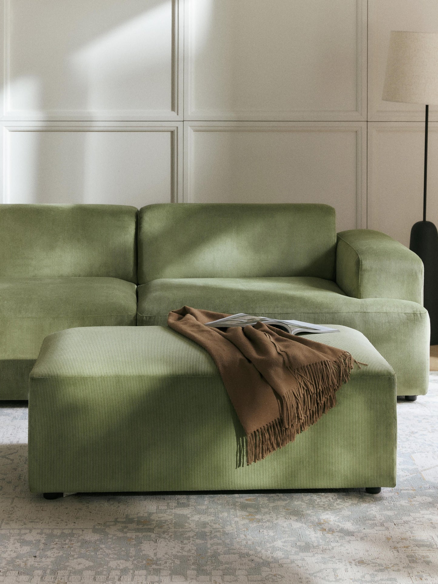 Melvorra XL Corduroy Ottoman, W 116 x D 72 cm