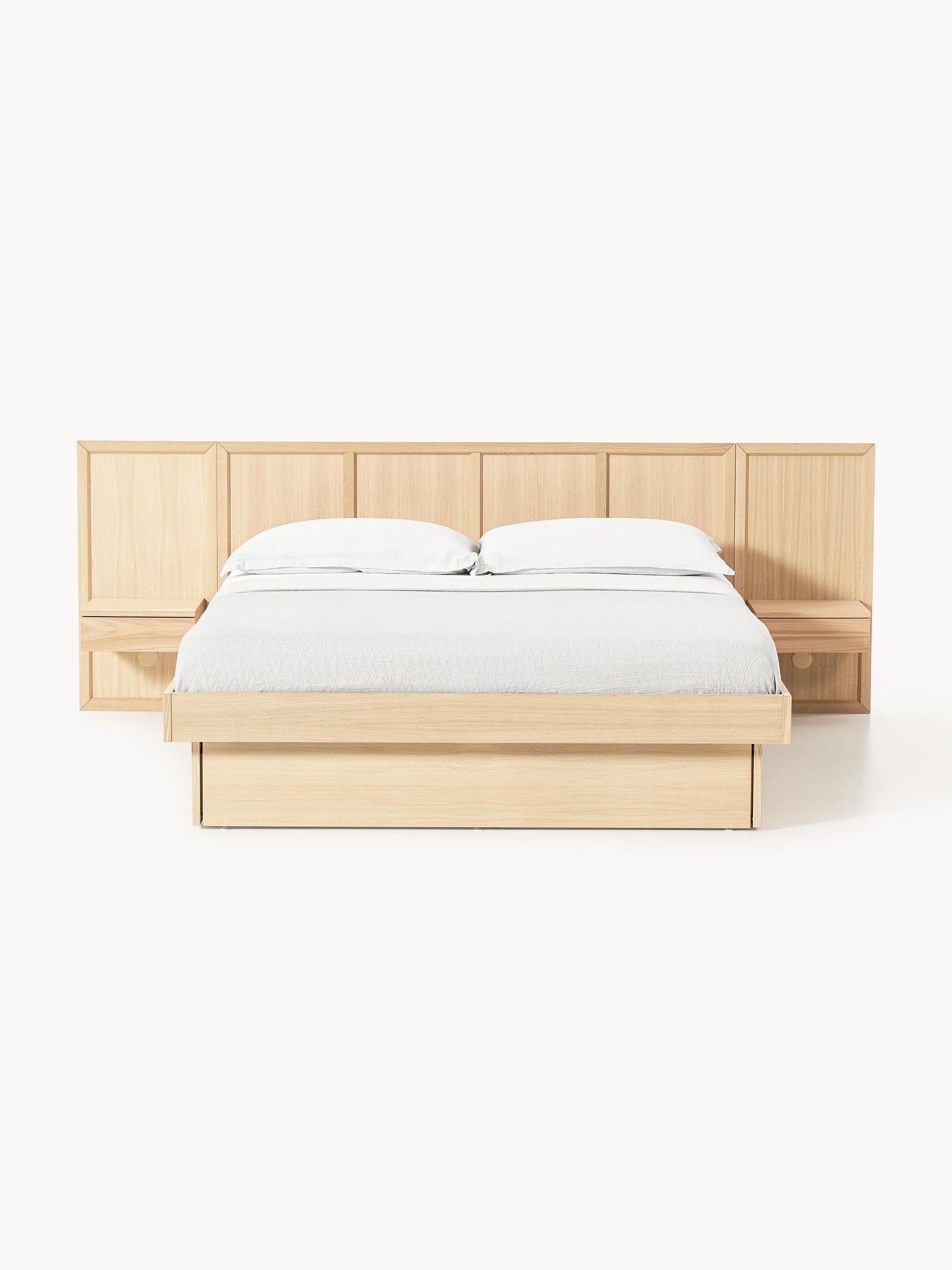 Nantlaira Wooden Bed with Headboard and Bedside Tables