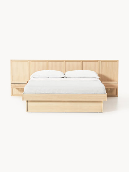 Nantlaira Wooden Bed with Headboard and Bedside Tables