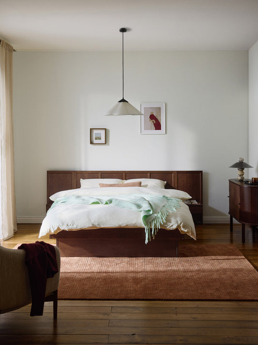 Nantlaira Wooden Bed with Headboard and Bedside Tables