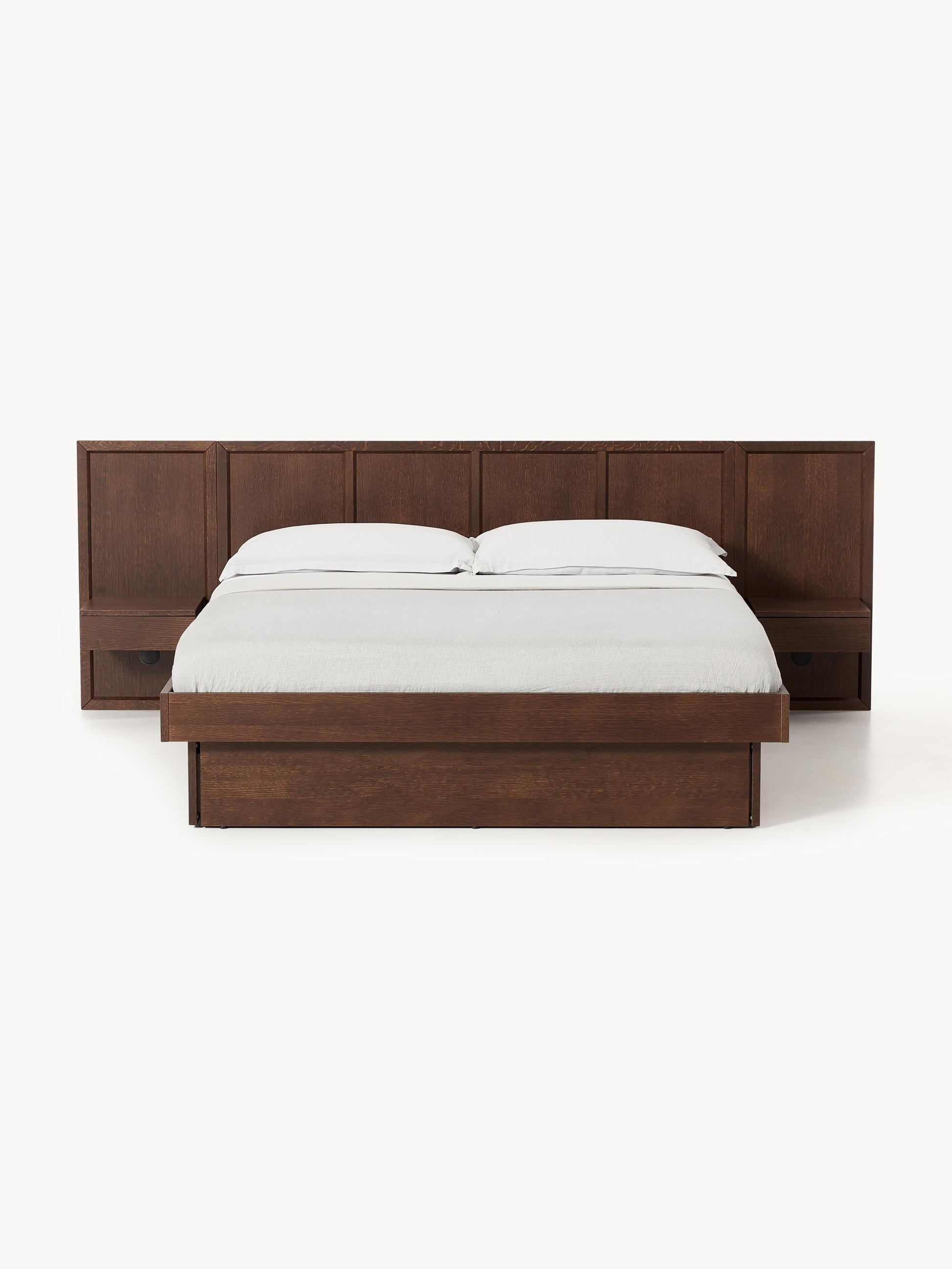 Nantlaira Wooden Bed with Headboard and Bedside Tables